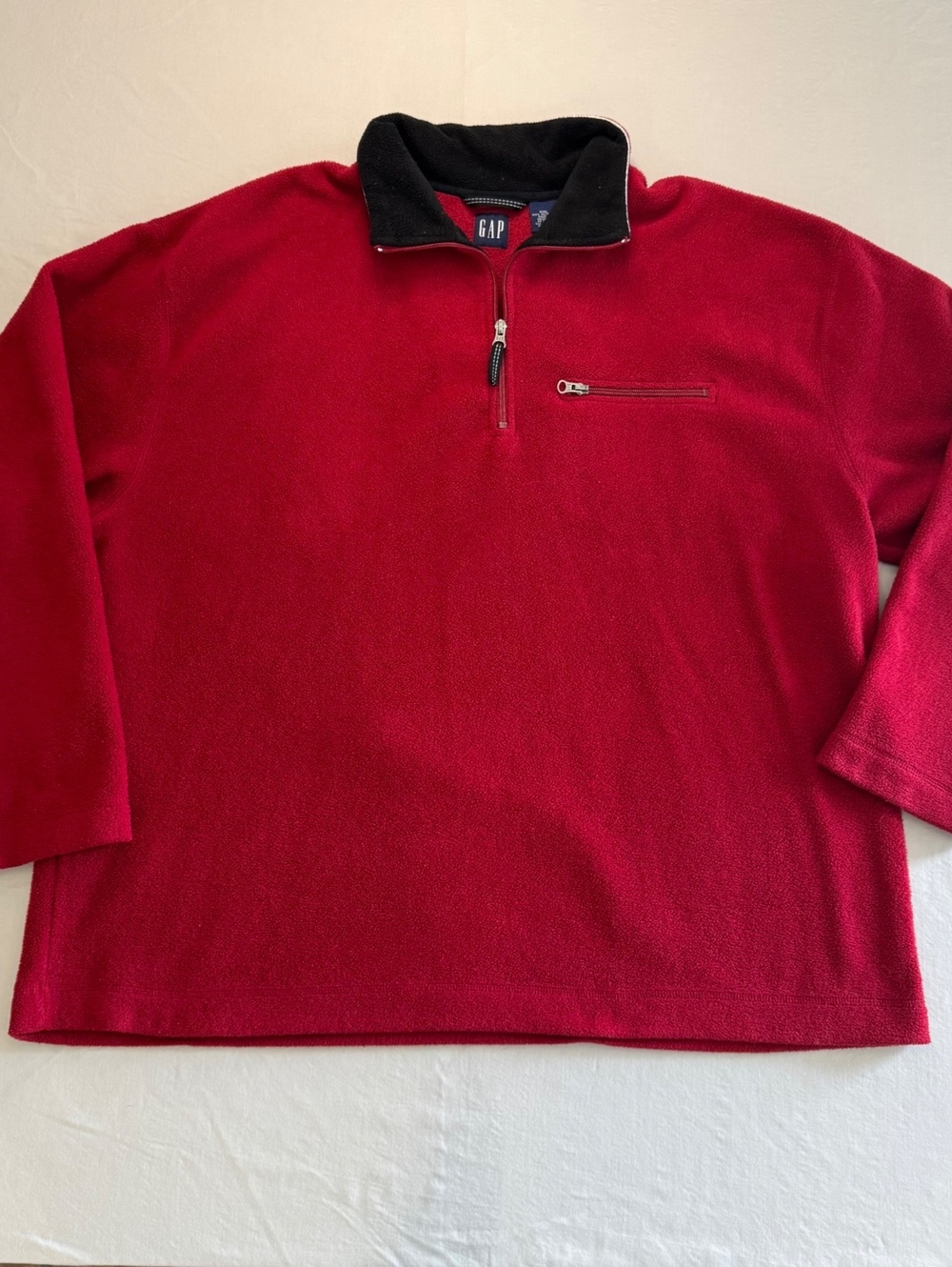 GAP Athletic Fleece Quarter Zip Pullover Red Black XXL Men’s Y2K Gorpcore